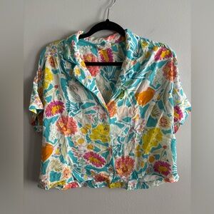 Anthropologie Sisters Gulassa Whimsy Pajama Top Size M Multicolor Floral